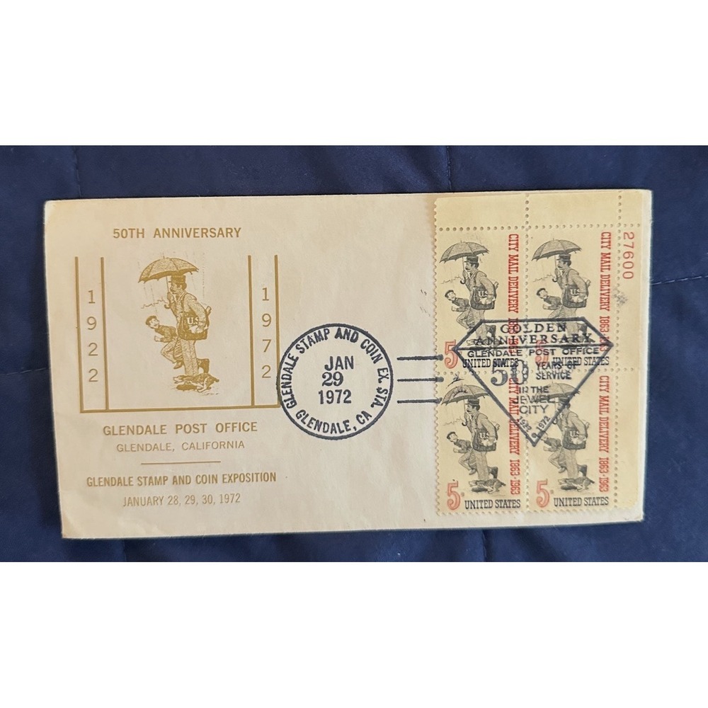 Glendale Stamp‎ & Coin Exposition 5c Stamp FDC Cachet Sc#1238 Plate Block
